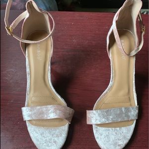 Powder pink velvet heels